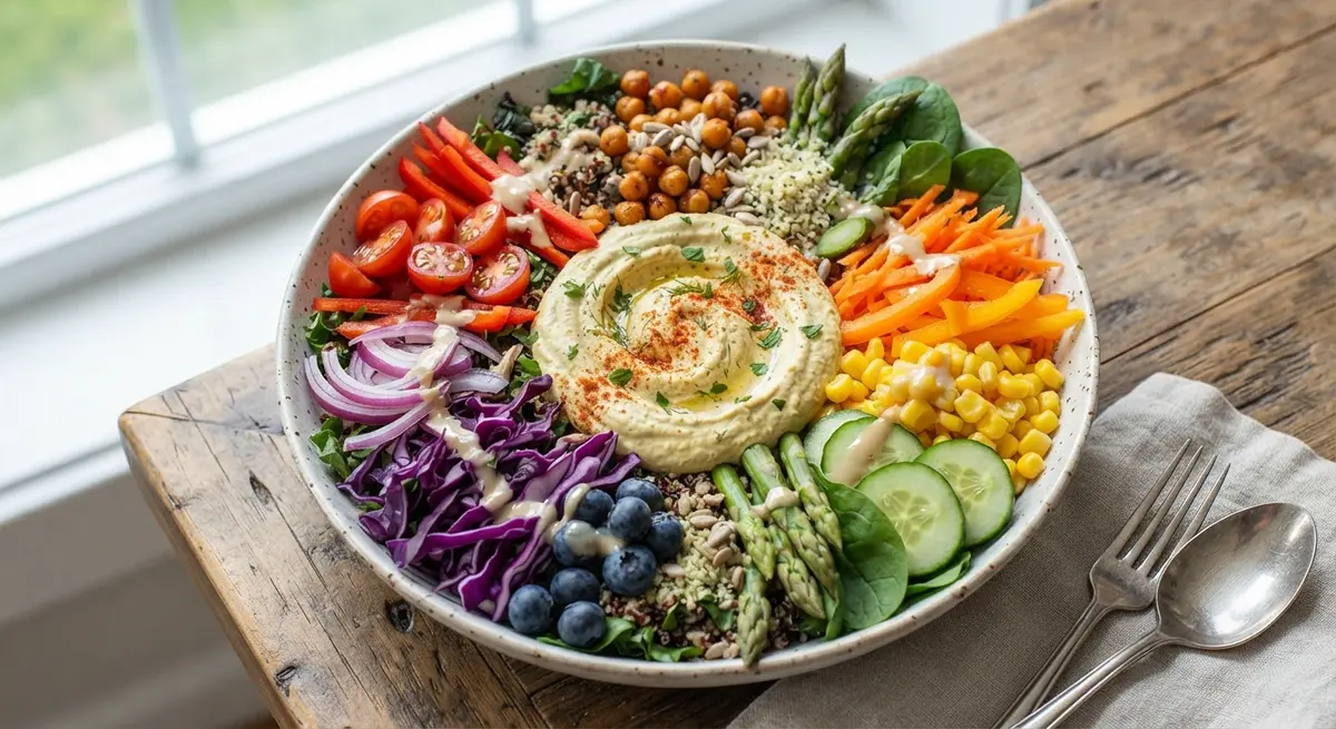 Rainbow Veggie and Hummus Nourish Bowl