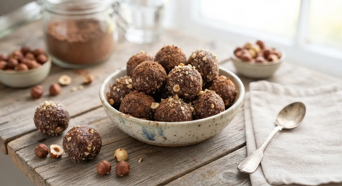 Raw Cacao and Maca Energy Balls with Toasted Hazelnuts