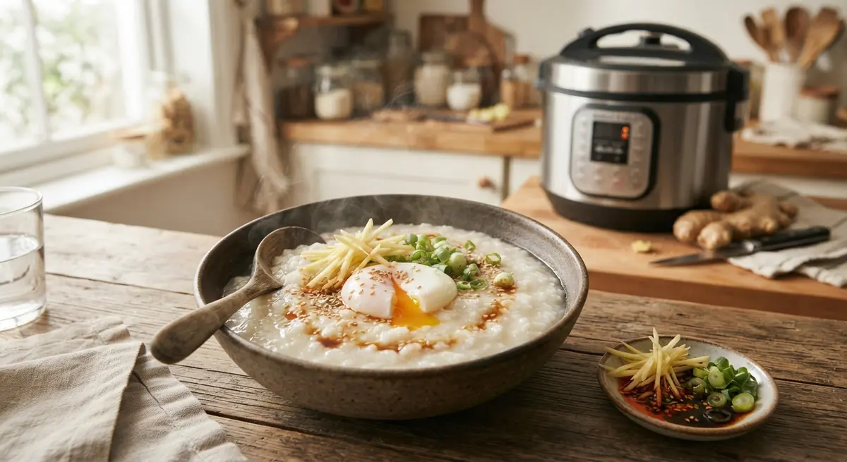Rice Cooker Ginger Congee with Egg