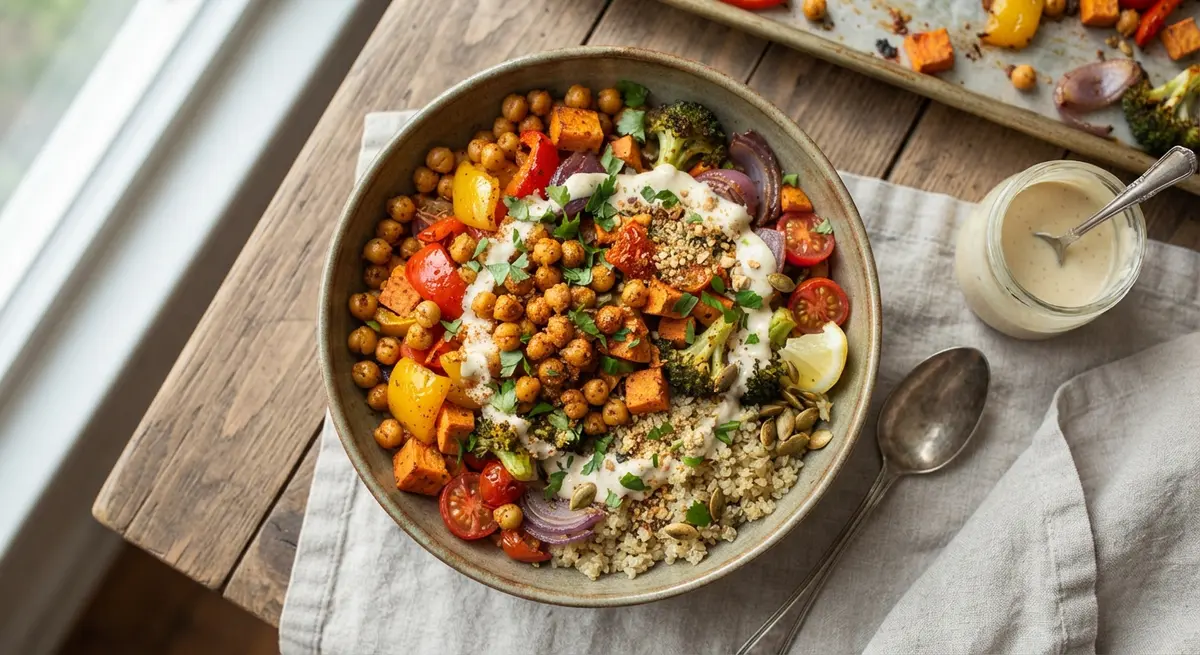 Sheet-Pan Roasted Veggie and Chickpea Bowl