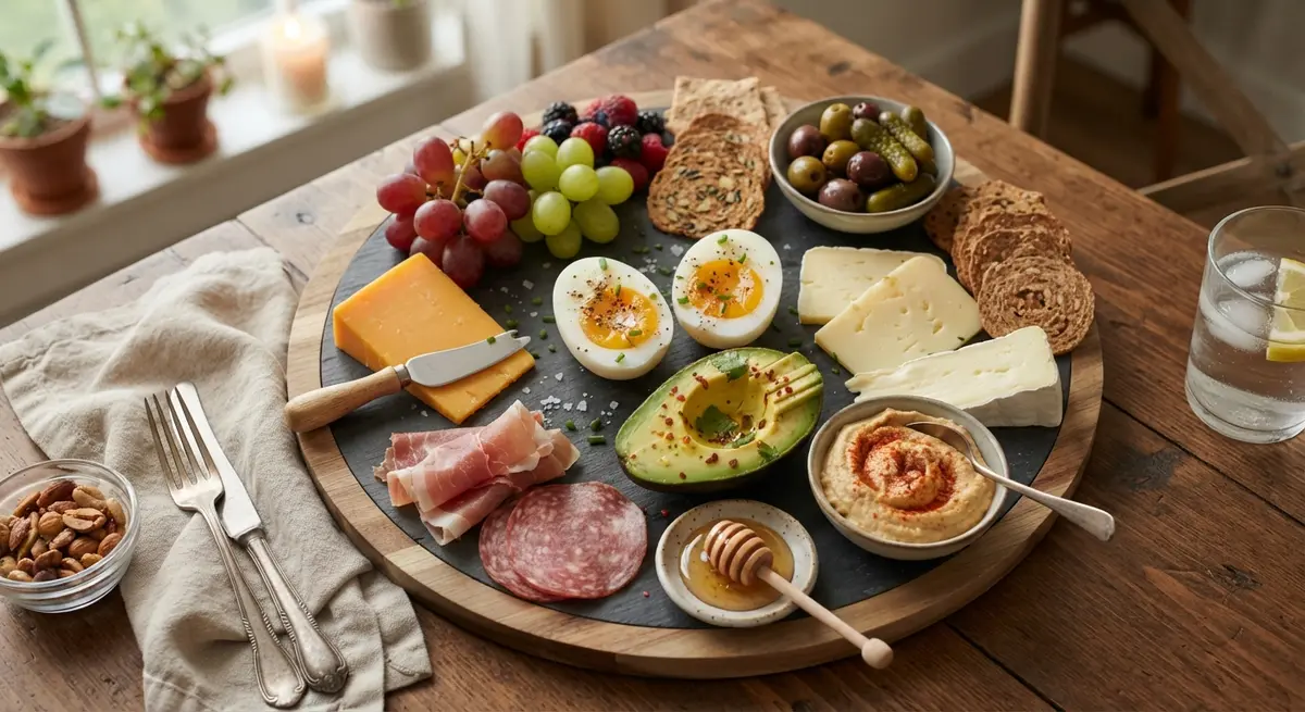 Snack-Plate Dinner with Eggs Avocado and Cheese