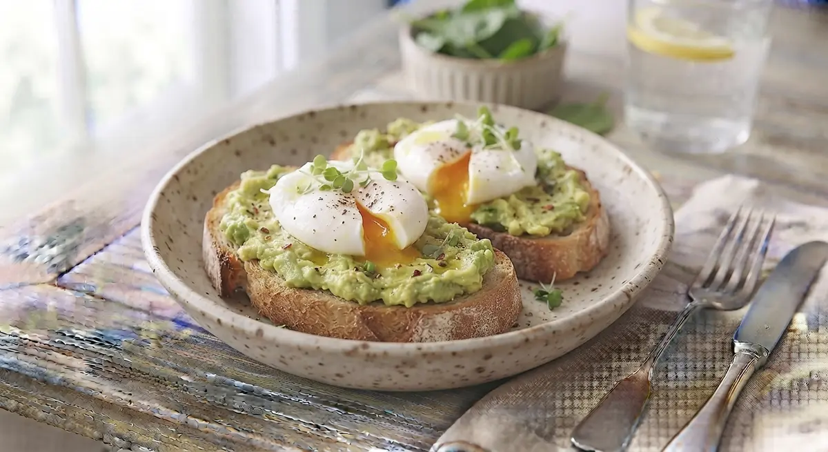 Natural Sourdough Bread Tartines with Avocado & Poached Eggs (Sourdough lowers bread GI)