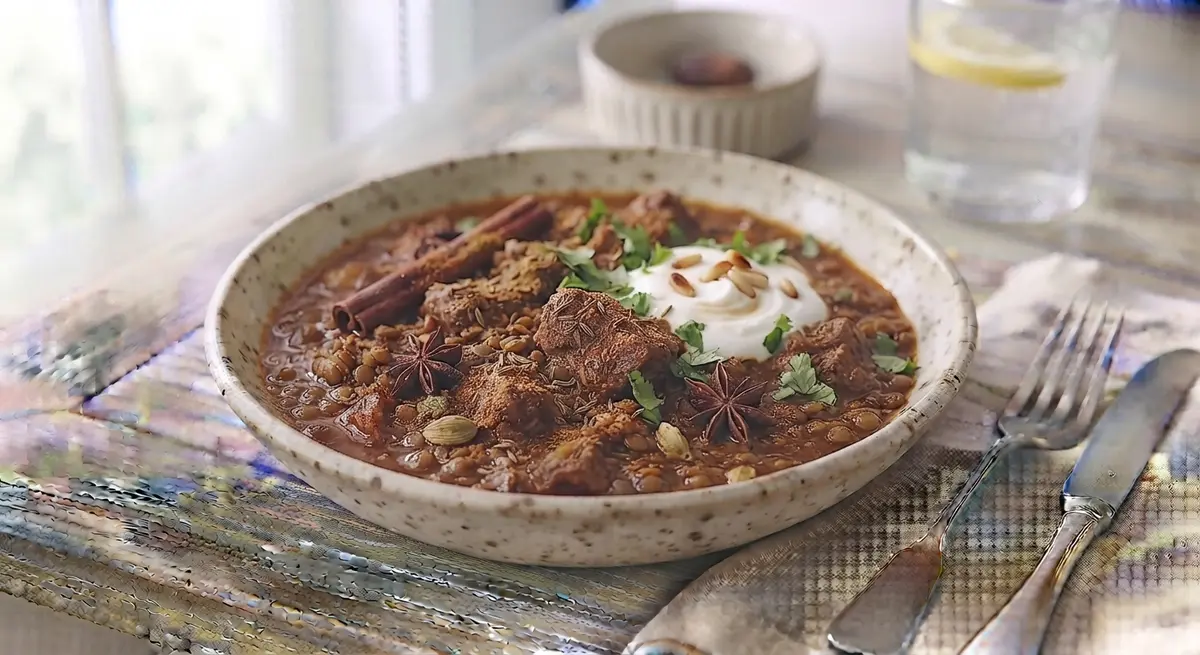 Spiced Lamb and Lentil Stew with Warming Cinnamon and Cumin
