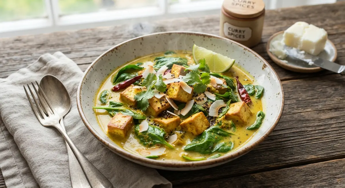 Spinach & Tofu Coconut Curry (No Added Sugar) (Gentle phytoestrogens and iron)
