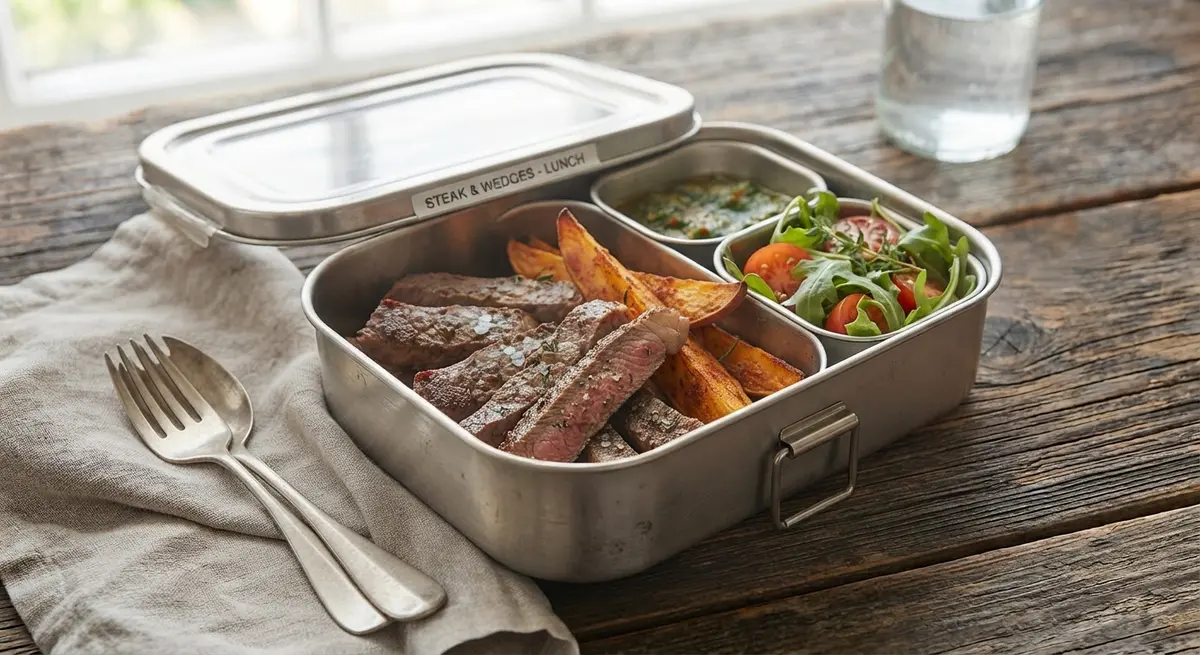 Steak Strips with Sweet Potato Wedges