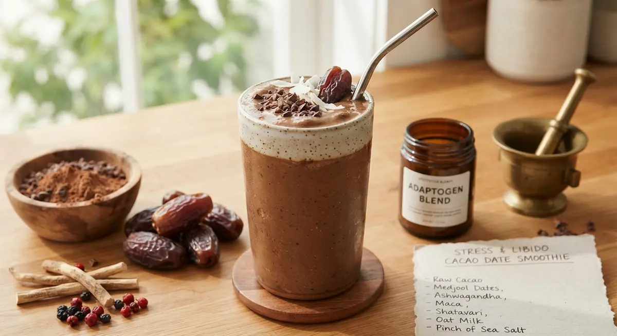 Ashwagandha, Cacao & Date Smoothie (Adaptogens to Rebalance Cortisol)