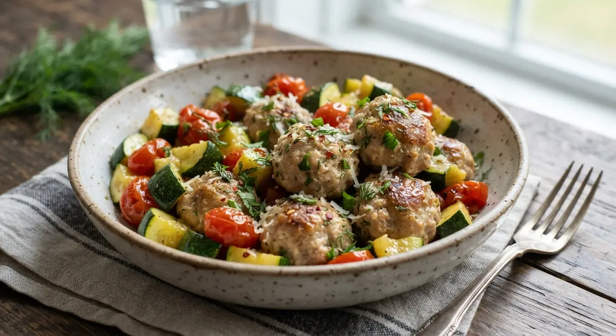 Tender Turkey Meatballs with Mild Herbs & Grated Zucchini (Lean, easily digestible proteins)