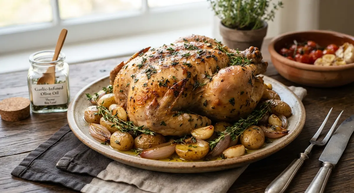 Rosemary & Thyme Roast Chicken with Garlic-Infused Oil (Garlic Pieces Removed) (Flavor without the FODMAPs)