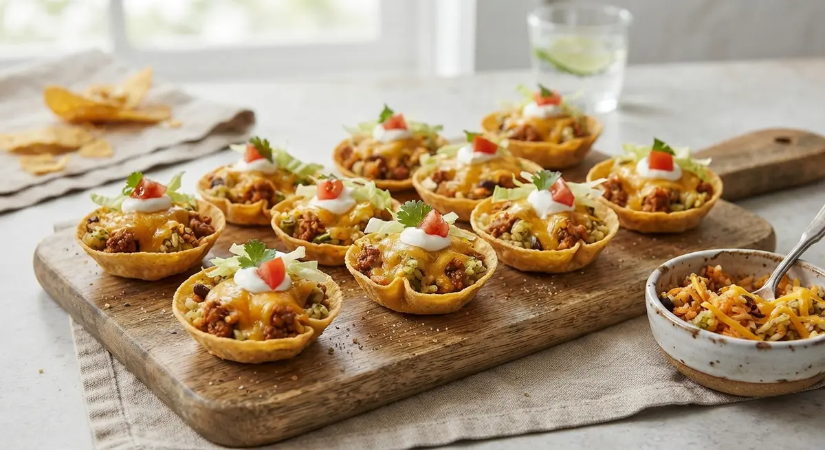 Tiny Taco Cups with Mild Rice and Cheese