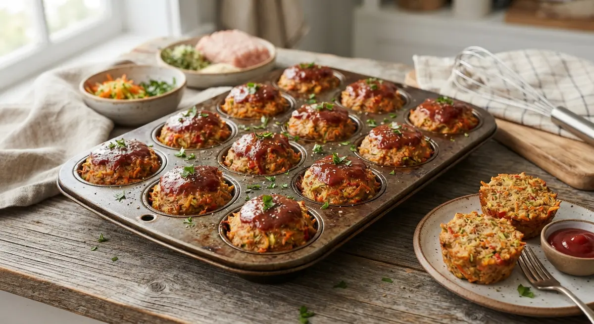 Tiny Turkey Meatloaf Muffins with Grated Veggies