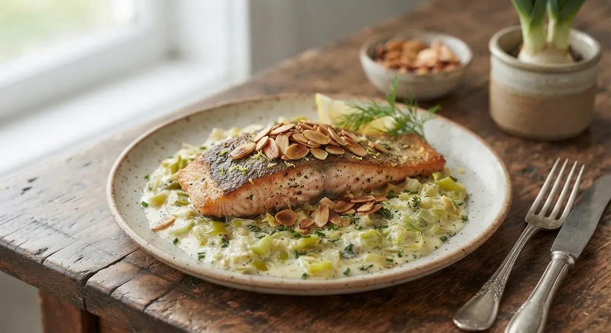 Trout Fillet with Sliced Almonds & Leek Fondue (Magnesium and quality protein)