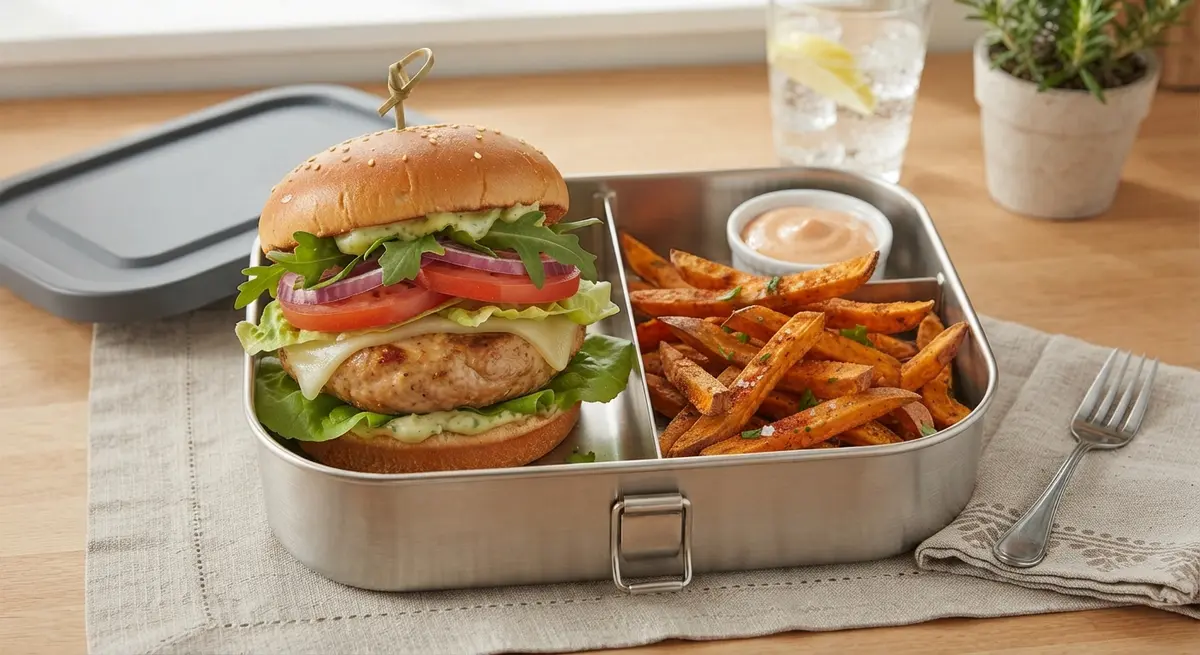 Turkey Burger with Sweet Potato Fries