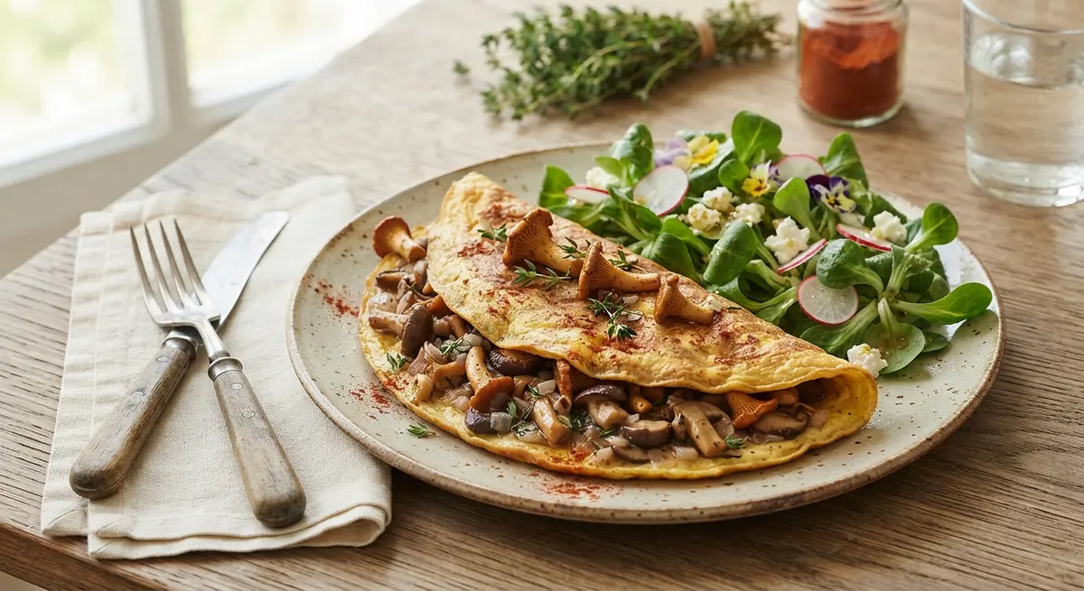 Wild Mushroom & Parsley Omelet with Mâche Salad (Chromium and selenium)