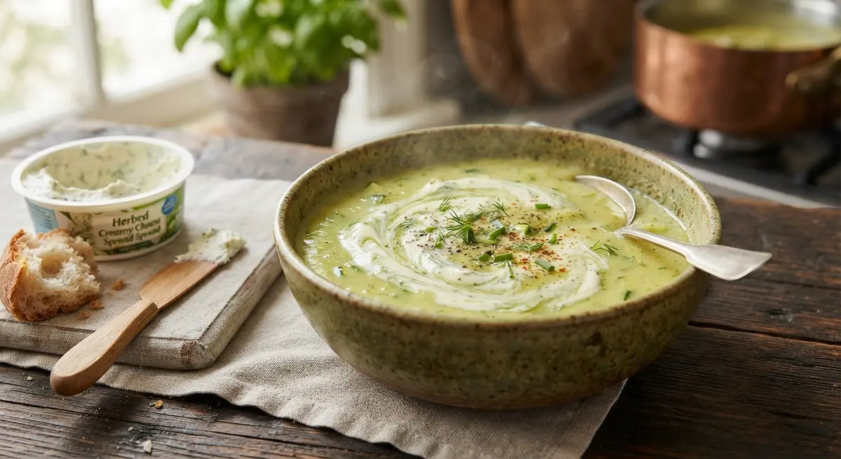 Zucchini Cream Soup with Light Spreadable Cheese & Rapeseed Oil (Smoothness and healthy lipids)